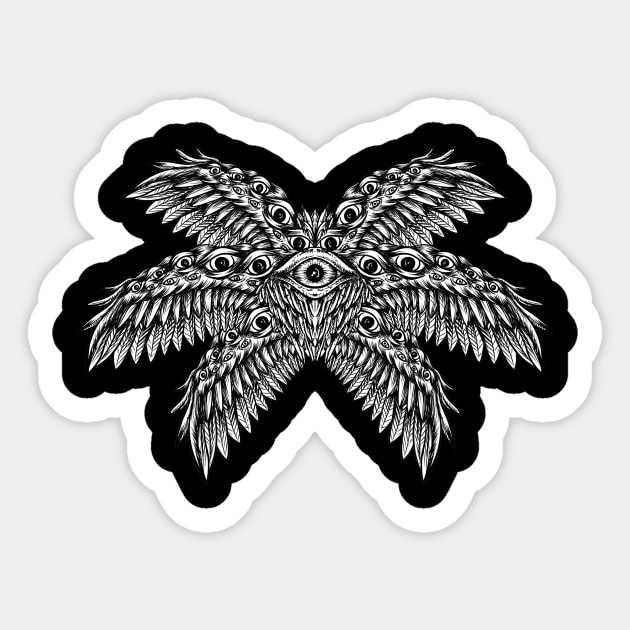 Burning Bright: Seraph Biblically Accurate Angel Design Sticker by Holymayo Tee